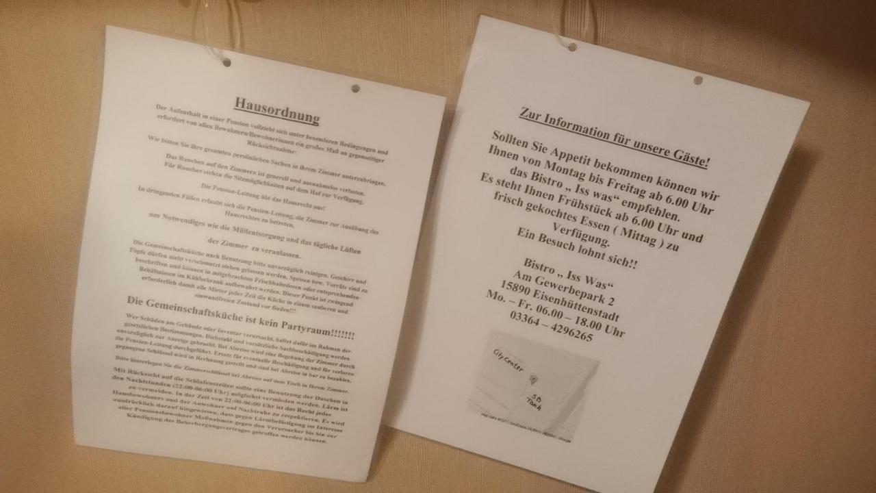 Zimmervermietung Schönfließer Stuben auch für Monteure Eisenhüttenstadt Exterior foto