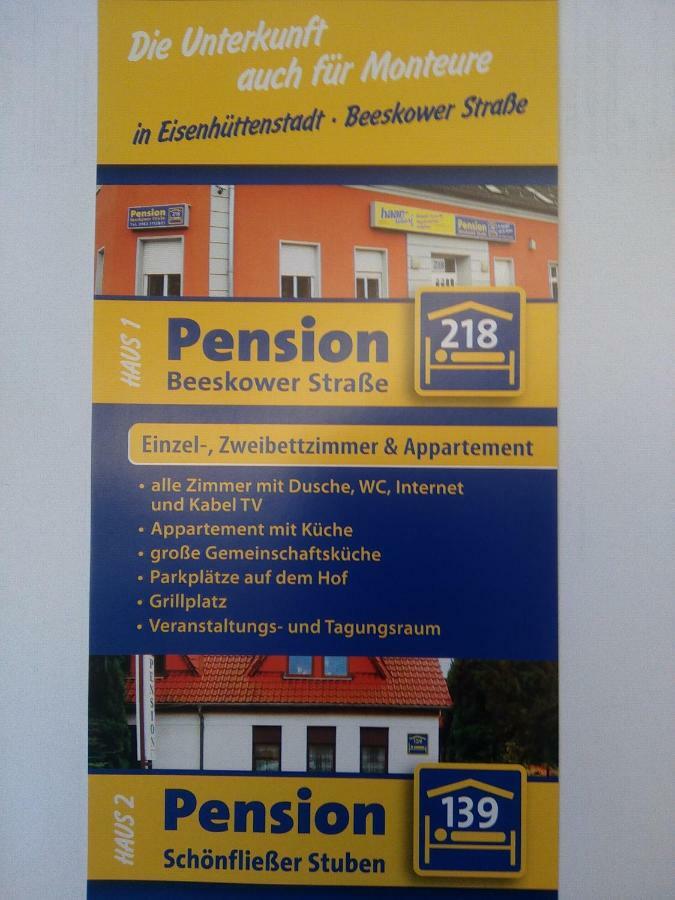 Zimmervermietung Schönfließer Stuben auch für Monteure Eisenhüttenstadt Exterior foto
